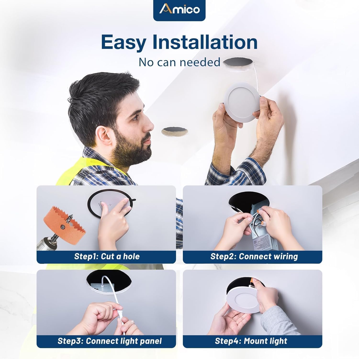 అమికో రీసెస్డ్ లైట్ ఈజీ ఇన్స్టాలేషన్ స్టెప్స్