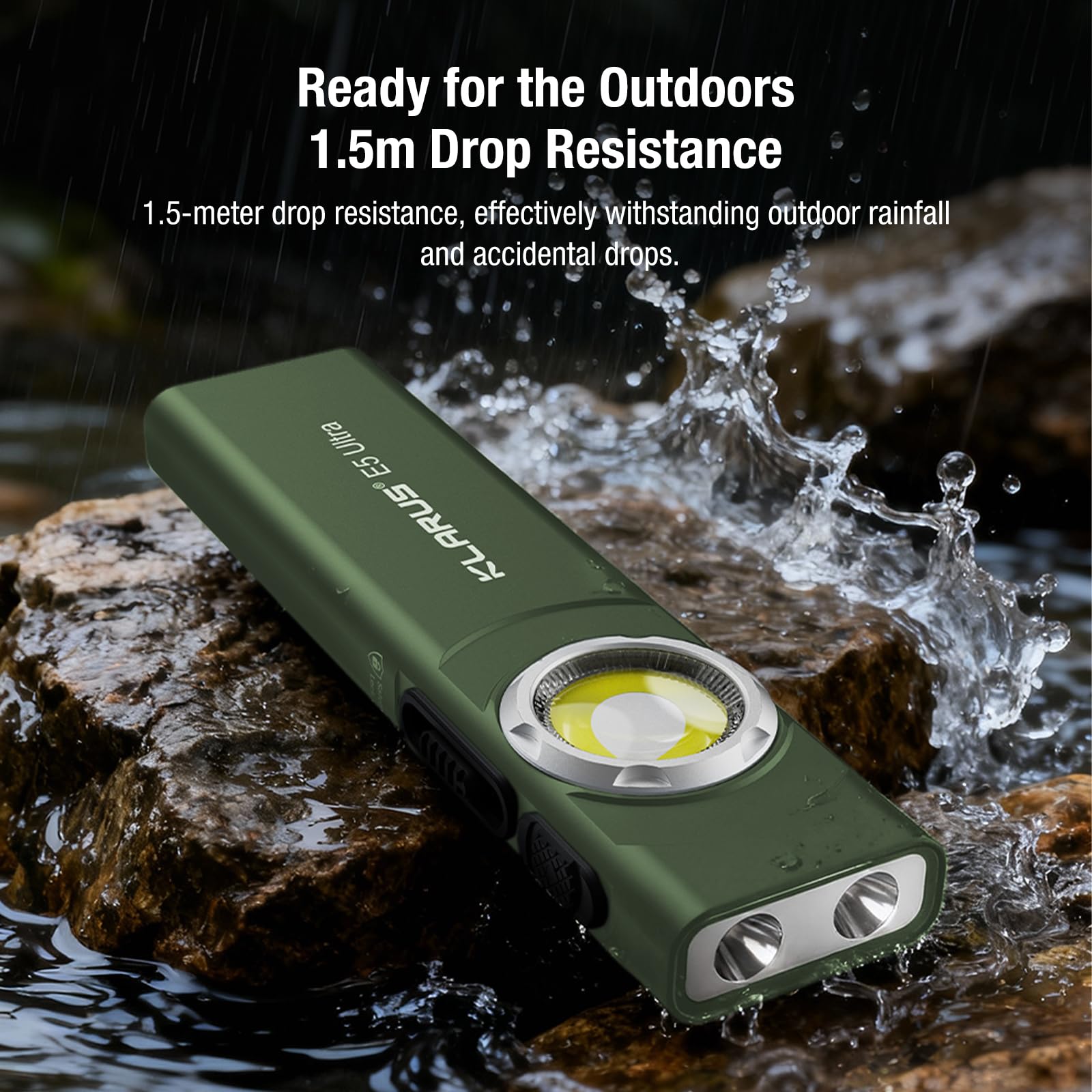 Lampe EDC ultra-fine Klarus E5 Ultra Vert Olive- Triple source lumineuse - 800 lumens - Lampes (14420491