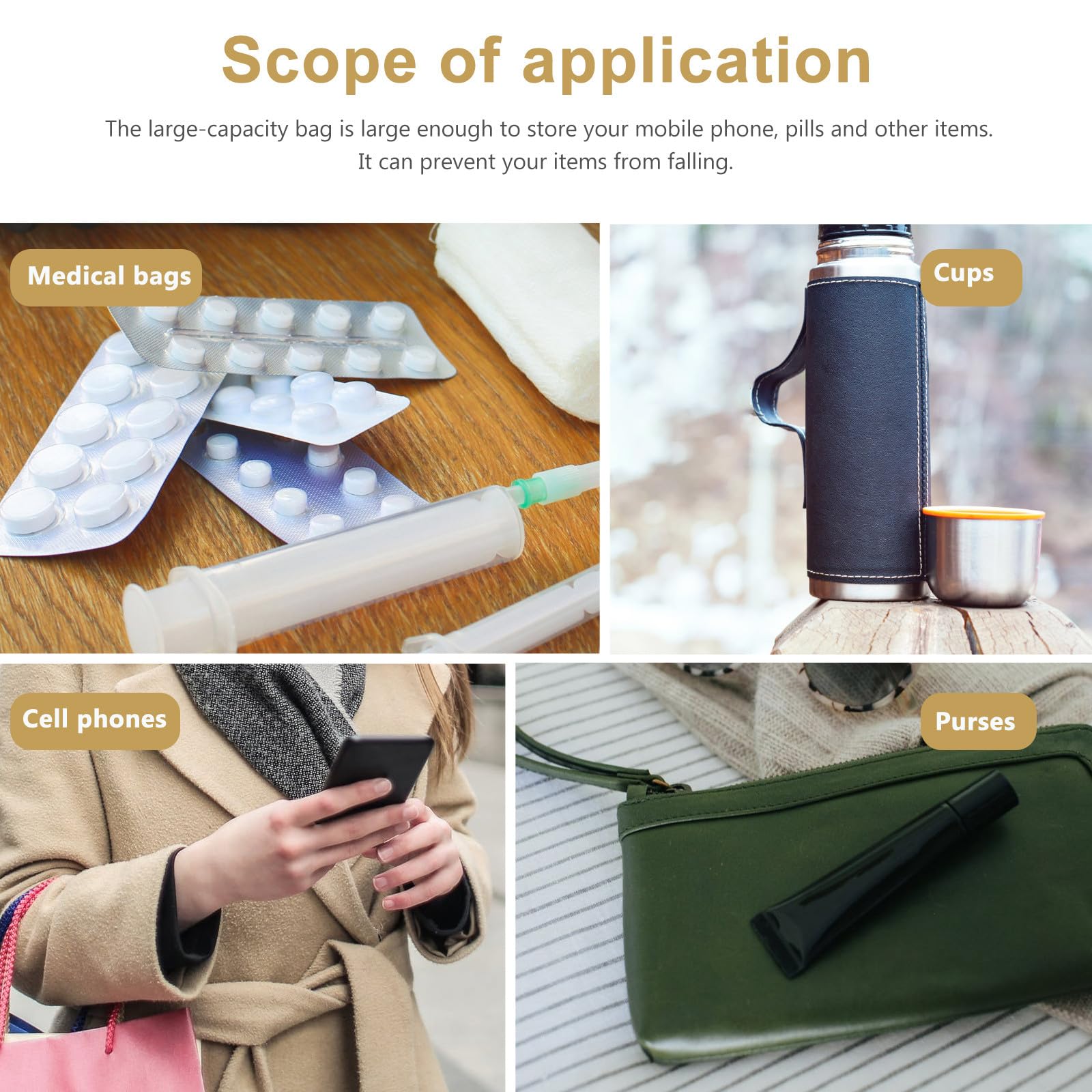 Bolsa Colgante para Andador Negra de Tela Oxford Resistente, Gran Capacidad para Almacenamiento Portátil, Fácil Instalación, Adecuado para Movilidad y Uso Diario
