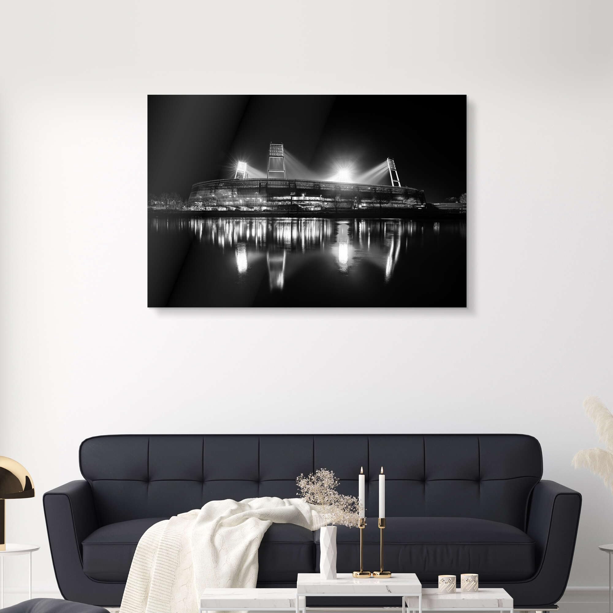 Posterlounge Bremer Stadion schwarz/weiß Acrylglasbild | 60 x 40 cm von Tanja Arnold Photography Schwarz Wandbilder Wanddeko