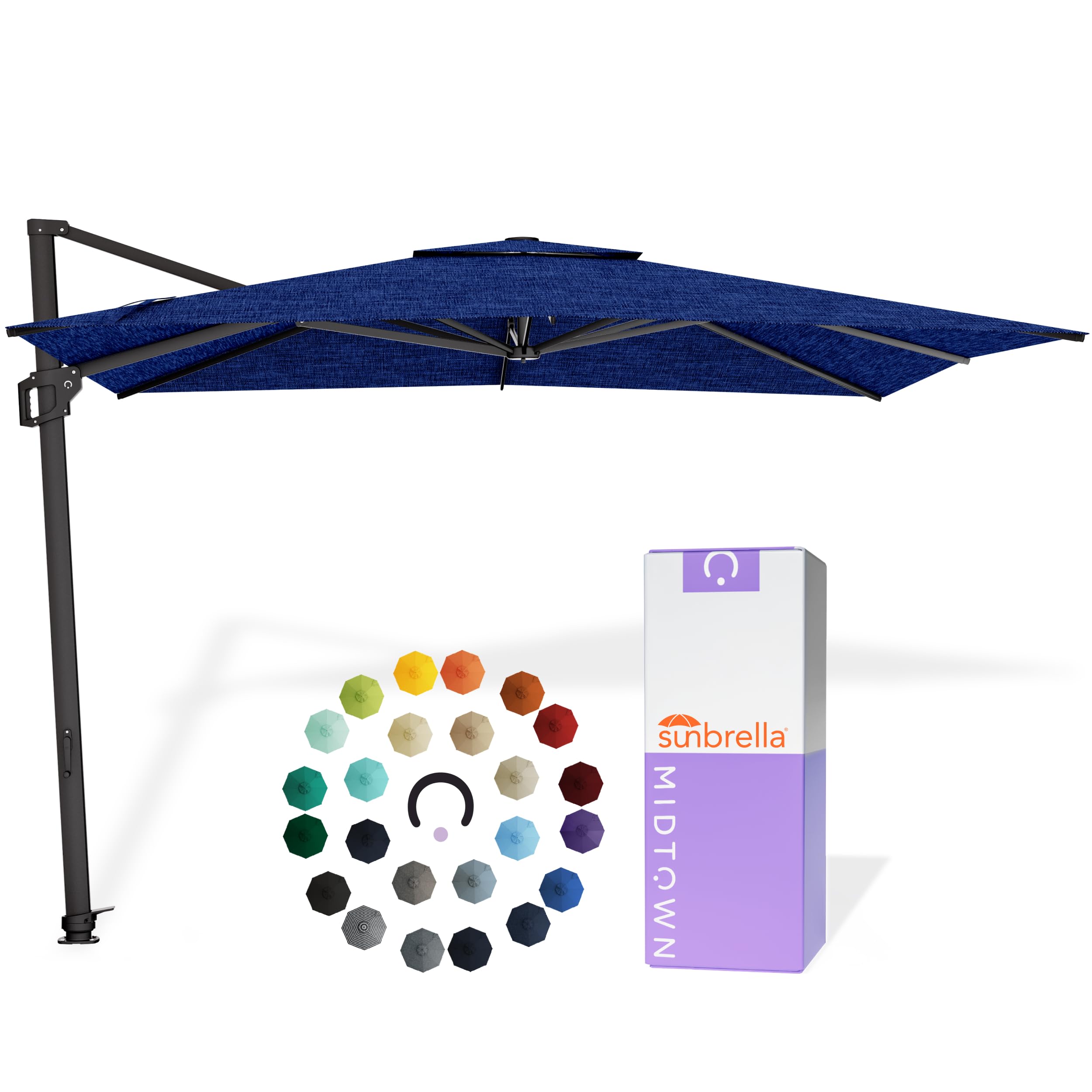 Midtown Umbrellas Grande Square - 9 x 9 Ft Cantilever Umbrella
