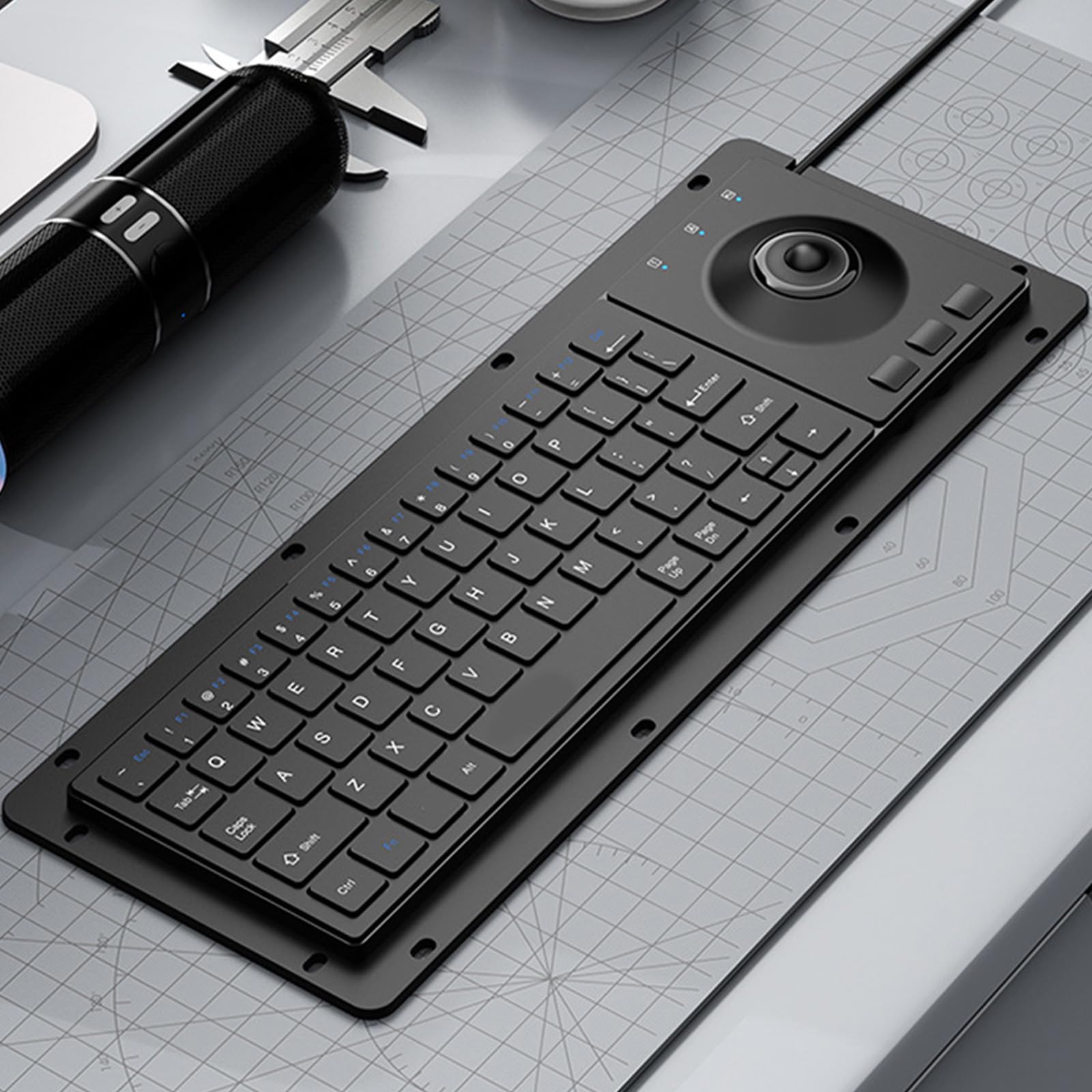 Tastiera meccanica a 64 tasti con connessione a cavo USB trackball per sistemi di controllo industriali Tastiera industriale interconnessa USB