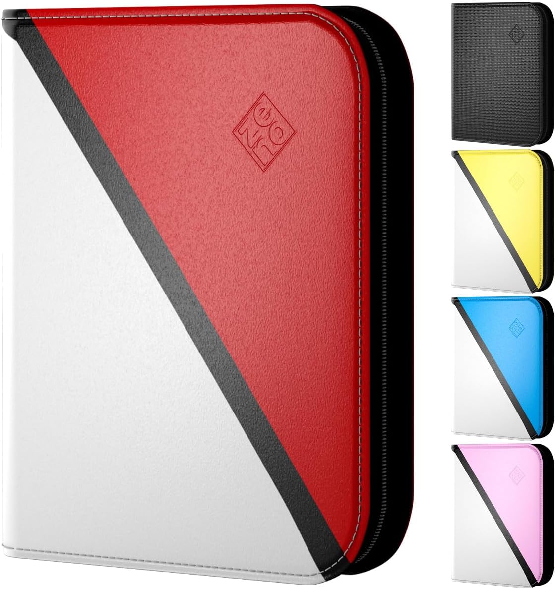 Trading Card Binder 4 Pocket – Card Binder with 50 Pages + 400 Slot Capacity, Top Loading Sleeves, PU Leather Cover, Collector Album for Standard Size Trading Cards, TCG & Sports Cards - Red