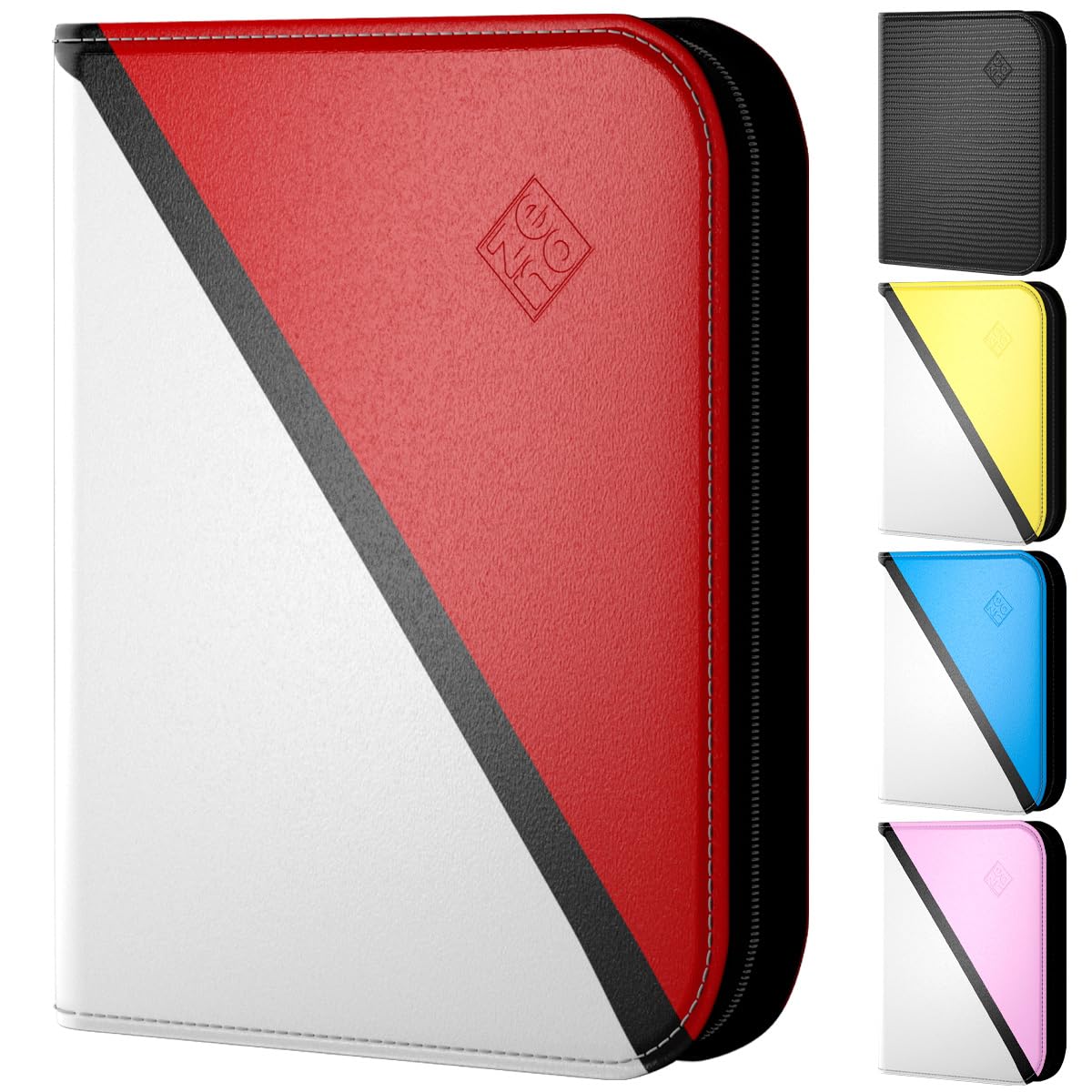 Trading Card Binder 4 Pocket – Card Binder with 50 Pages + 400 Slot Capacity, Top Loading Sleeves, PU Leather Cover, Collector Album for Standard Size Trading Cards, TCG & Sports Cards - Red