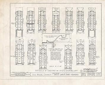 Historic Pictoric Blueprint HABS NM,25-SANFE,1- Sheet 11 of 18 - San Miguel Church, Santa Fe, Santa Fe County, NM 30in x 24in