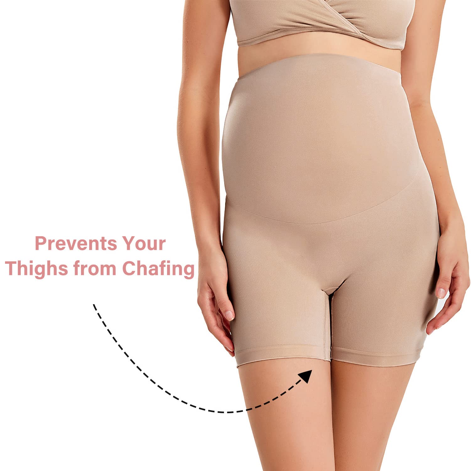 Gratlin Bragas para Embarazo sin Costura Shorts de Maternidad para Mujer Anacardo M
