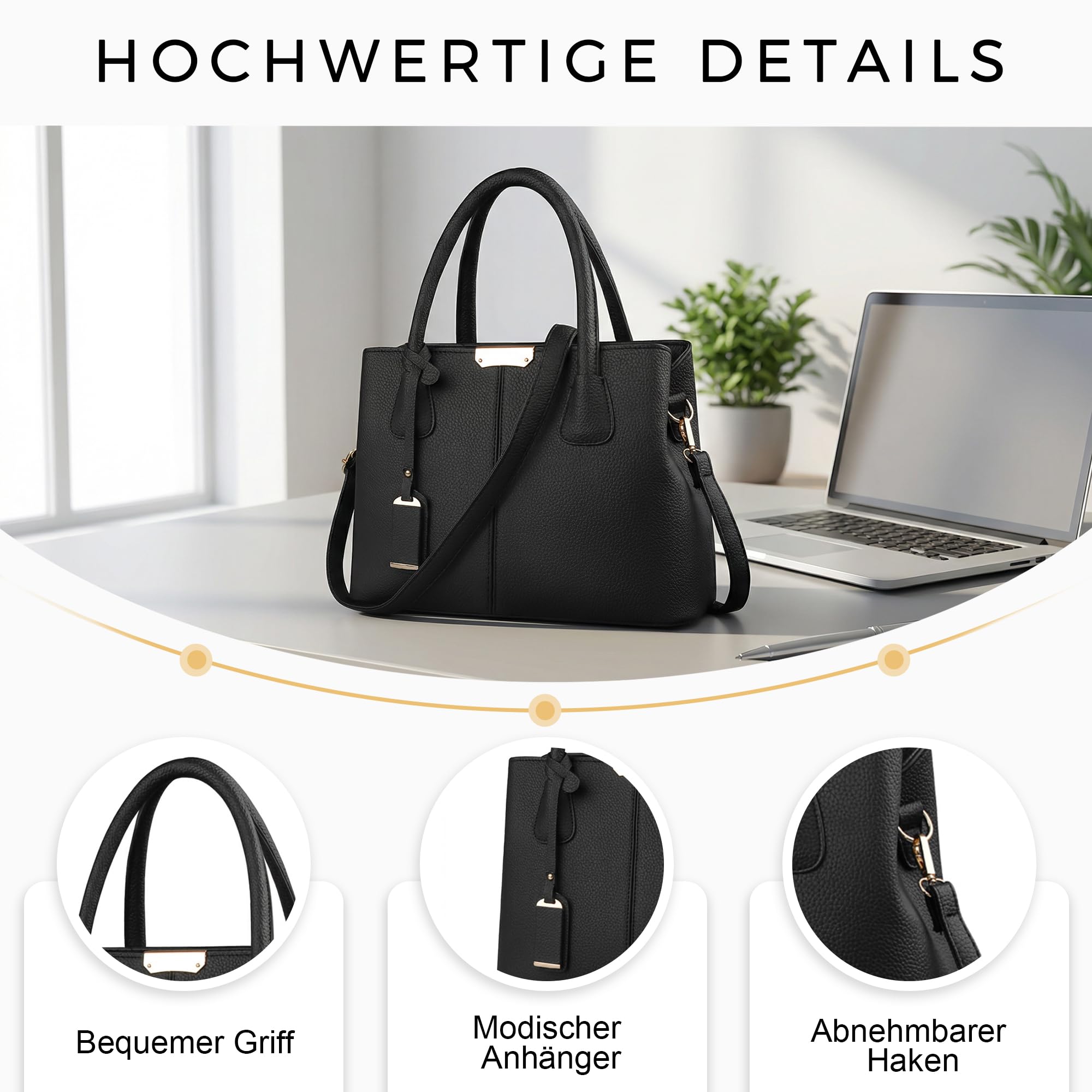 VARLIVOO Elegant Damen Handtasche Schultertasche Frauen Umhängetasche Taschen Shopper Wasserdicht PU Leder Henkeltaschen