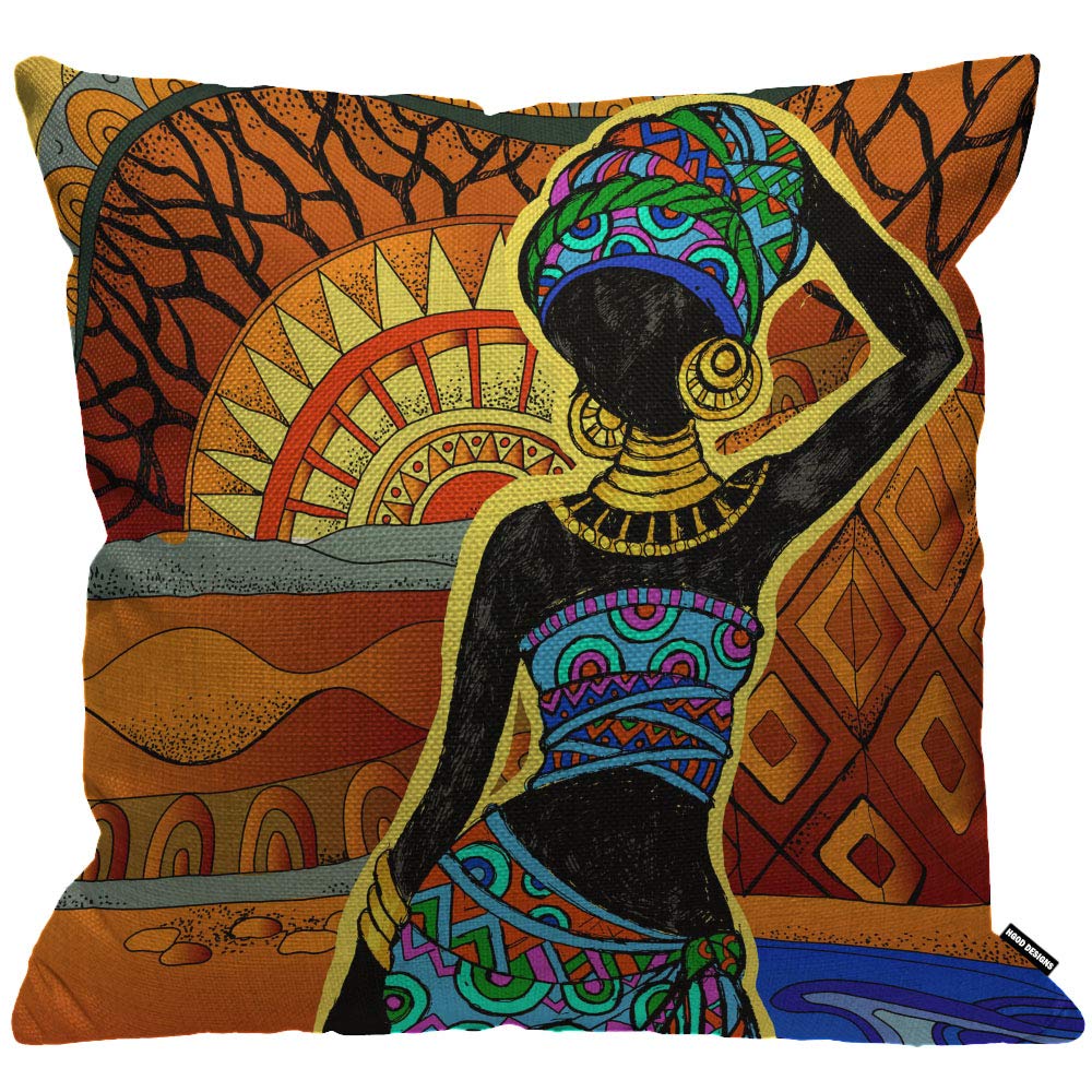 Hgod Designs Men's Multi 06 Cushion Cover African Woman,Throw Pillow Case Home Decorative For /Wo Living Room Bedroom Sofa Chair 18X18 Inch Pillowcase 45X45cm