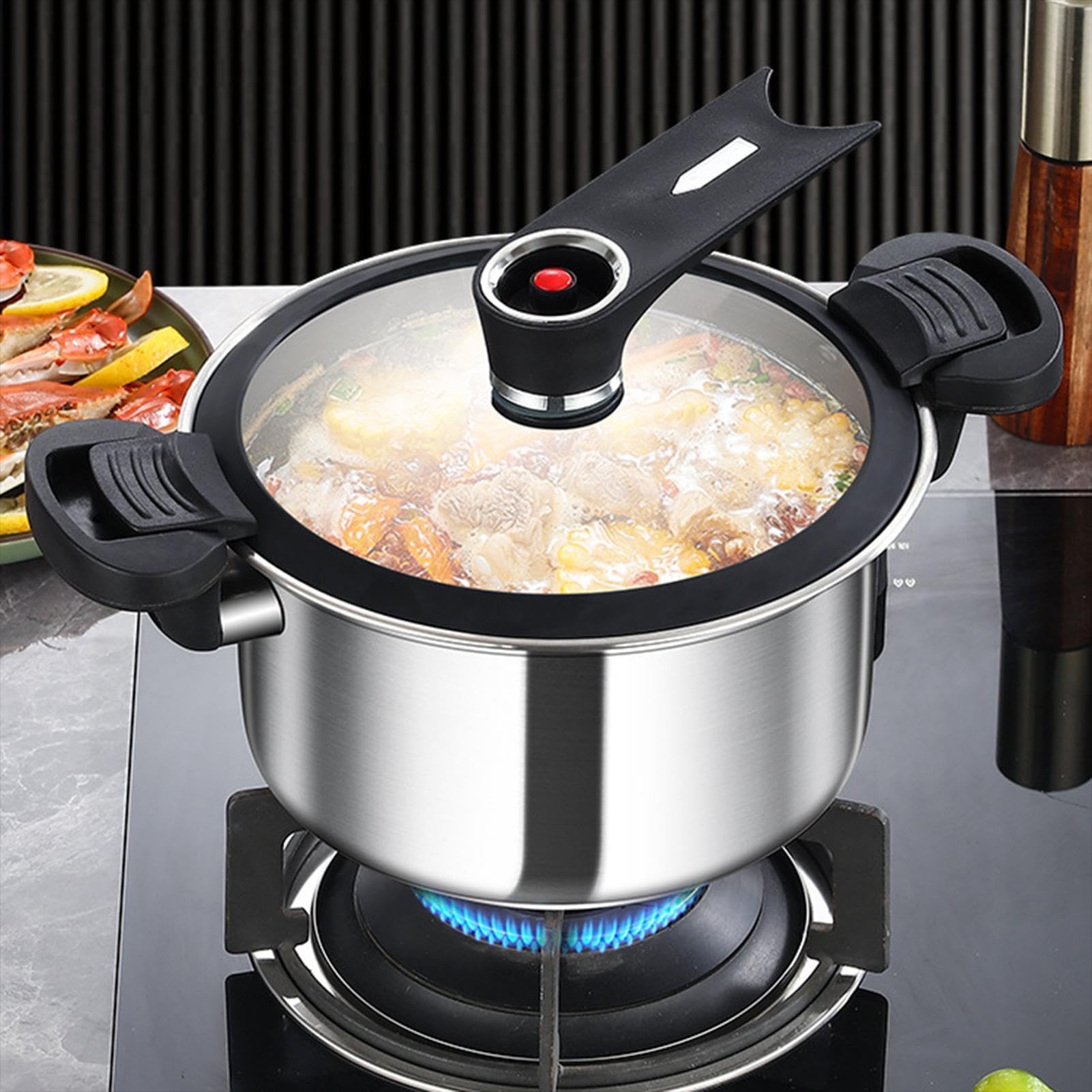 Pentola a Pressione per Cucinare Pentola per Cottura a Vapore a Pressione | Casseruola per la Preparazione di Stufati Per la Preparazione di Cereali Zuppe e Riso in Cucina Casa e in Ristorante con