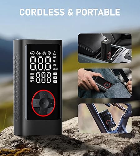 Miniatura 5 de Inflador de neumáticos, compresor de aire portátil, bomba de aire inalámbrica de 150 PSI para neumáticos de automóvil, bomba de neumáticos de