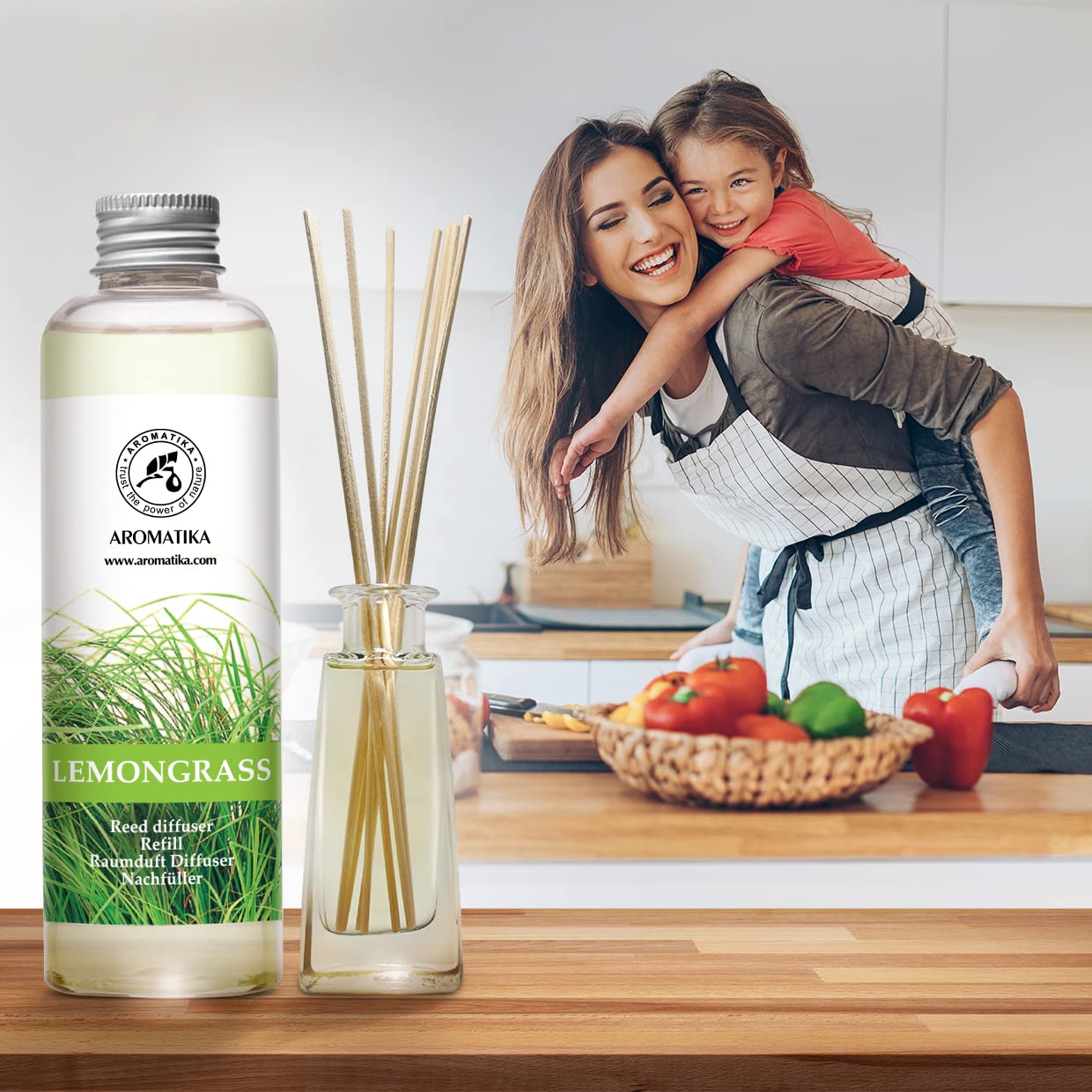 Raumduft Diffuser Nachfüller Lemongrass & ORANGE 400ml - 2x200ml - Nachfüller Set für Duftdiffusor - Reed Diffuser Refill - Raumbeduftung - Zimmerduft - Diffuser Nachfüllen - Raumluft