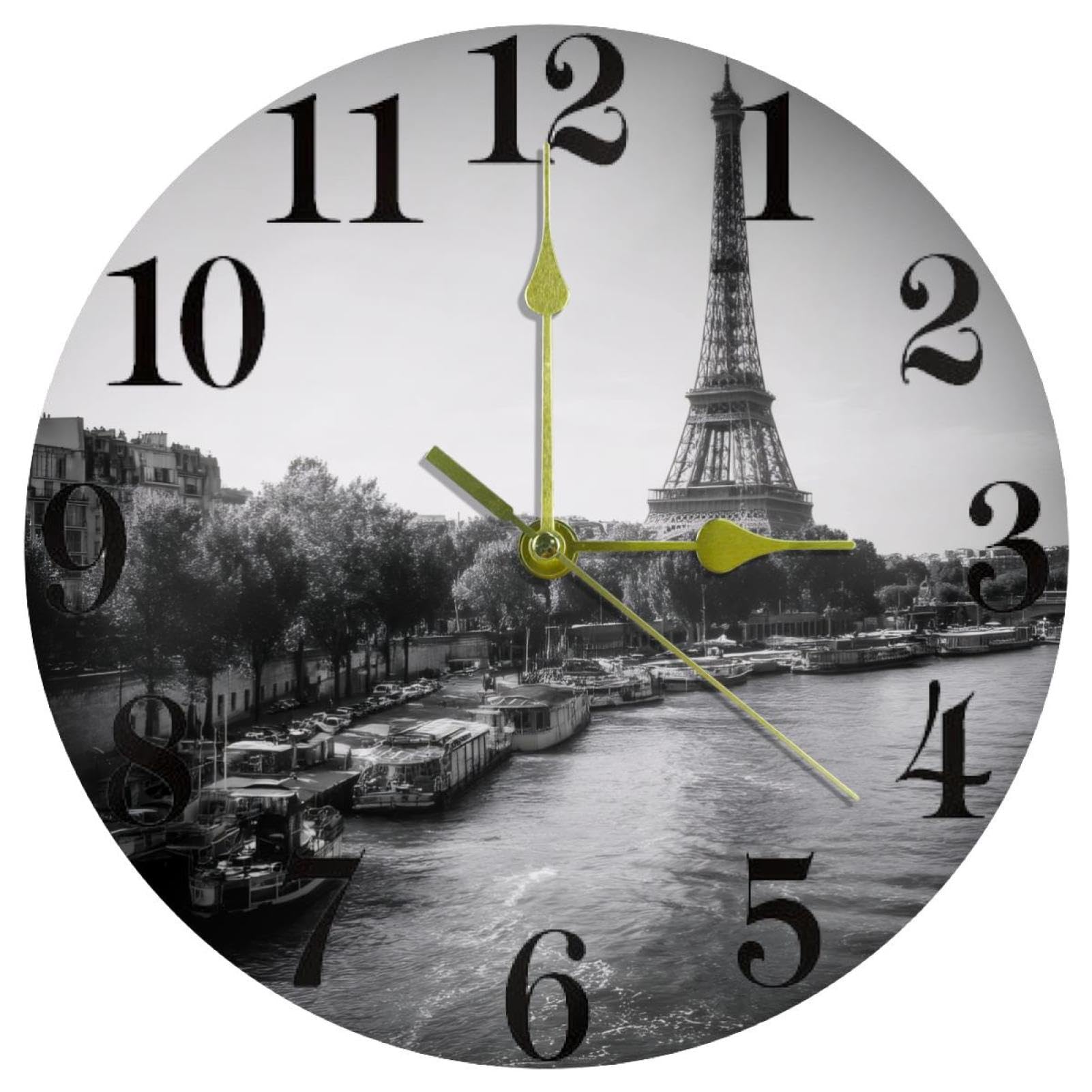Horloge murale rétro à quartz silencieuse ronde pour cuisine et bureau