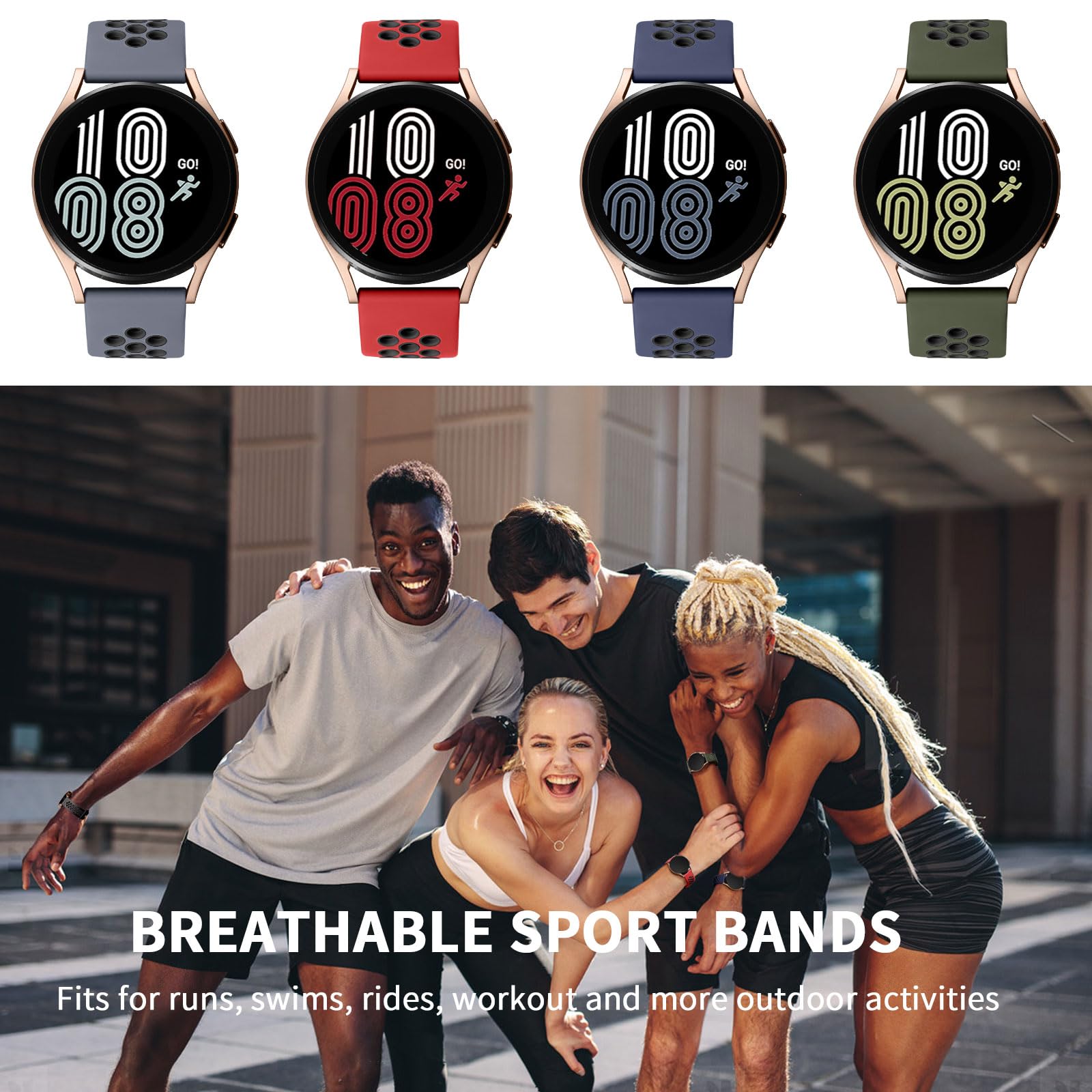 Lerobo 4 Pack Bands Compatible with Galaxy Watch 7 6 5 4 Band 40mm 44mm/Galaxy Watch 6 4 Classic 43mm 47mm 46mm 42mm/Watch 5 pro 45mm,Active 2 Band, 20mm Watch Band Soft Silicone Sport Band Women Men — Amazon image 6