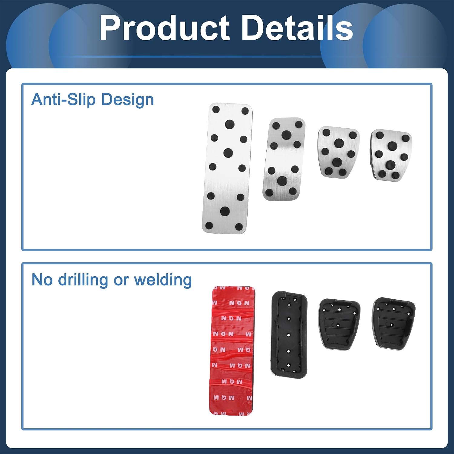 4 Pcs Manual Transmission Foot Pedal Pads Foot Accelerator Pedal Covers for Subaru Forester 2006-2018 Stainless Steel Silver Tone