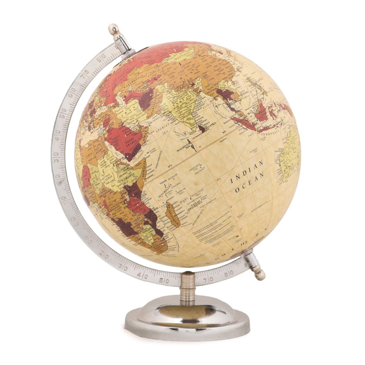 Balliatic World Globe with Nickel Stand Base 8 inch for Kids & Adults/Teachers/Early Learners/Office Decor/Indoor Decorative Globe for School, Study Room, Office Desk