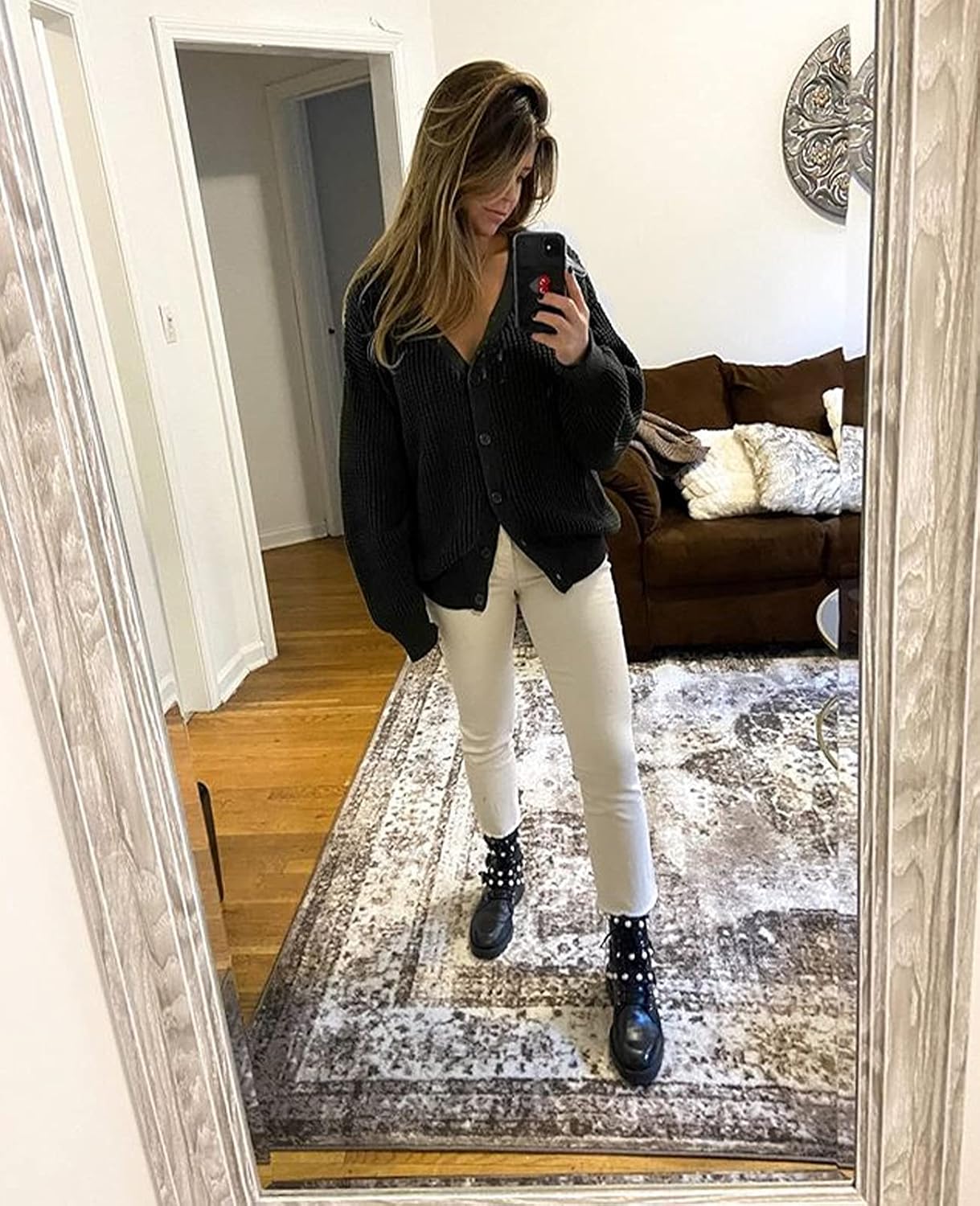 QUALFORT Cardigan Sweaters for Women 100% Cotton Button-Down Oversized Knit Outerwear Fall Tops for Women 2026 - Image 5