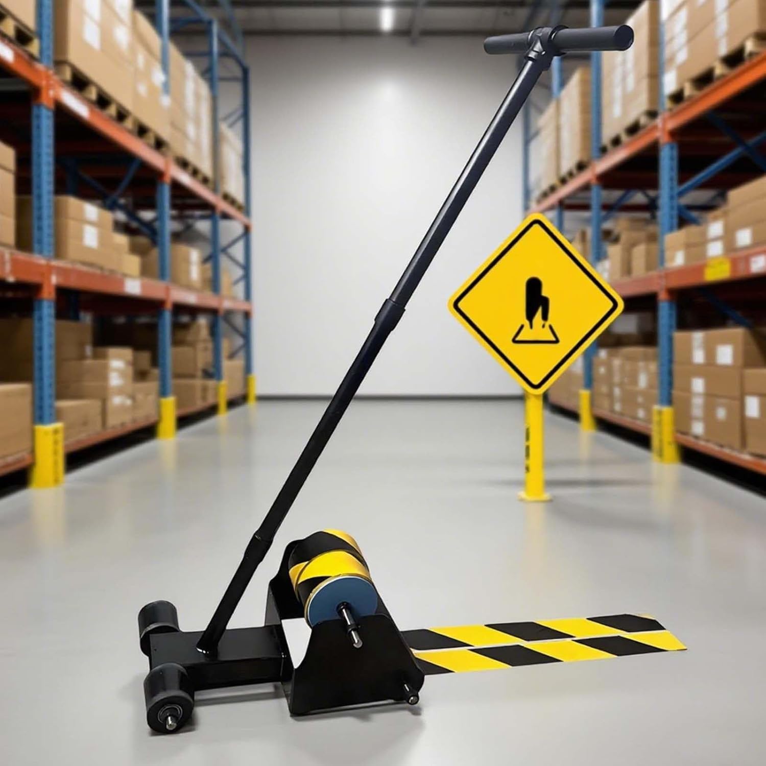 Floor Tape Applicator for Line Marking, Masking Tape Machine for Basketball Courts & Parking Spaces, up to 15 Cm Width, 7.5 Cm Inner Diameter, Hand Push Striping Machine
