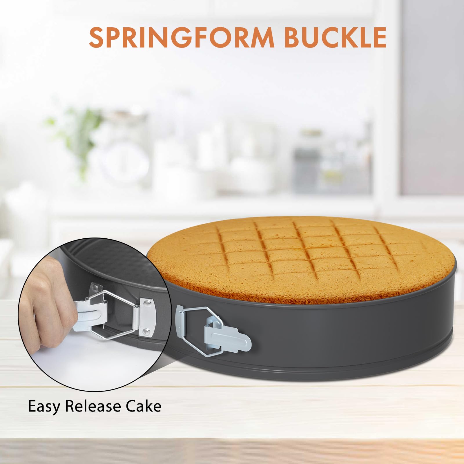 ENLOY Springform Kuchenform Set mit 3 antihaftbeschichteten Käsekuchenformen, abnehmbarer Boden, auslaufsichere Kuchenform für Bäcker und Backbegeisterte, inklusive Herz-Kuchenform