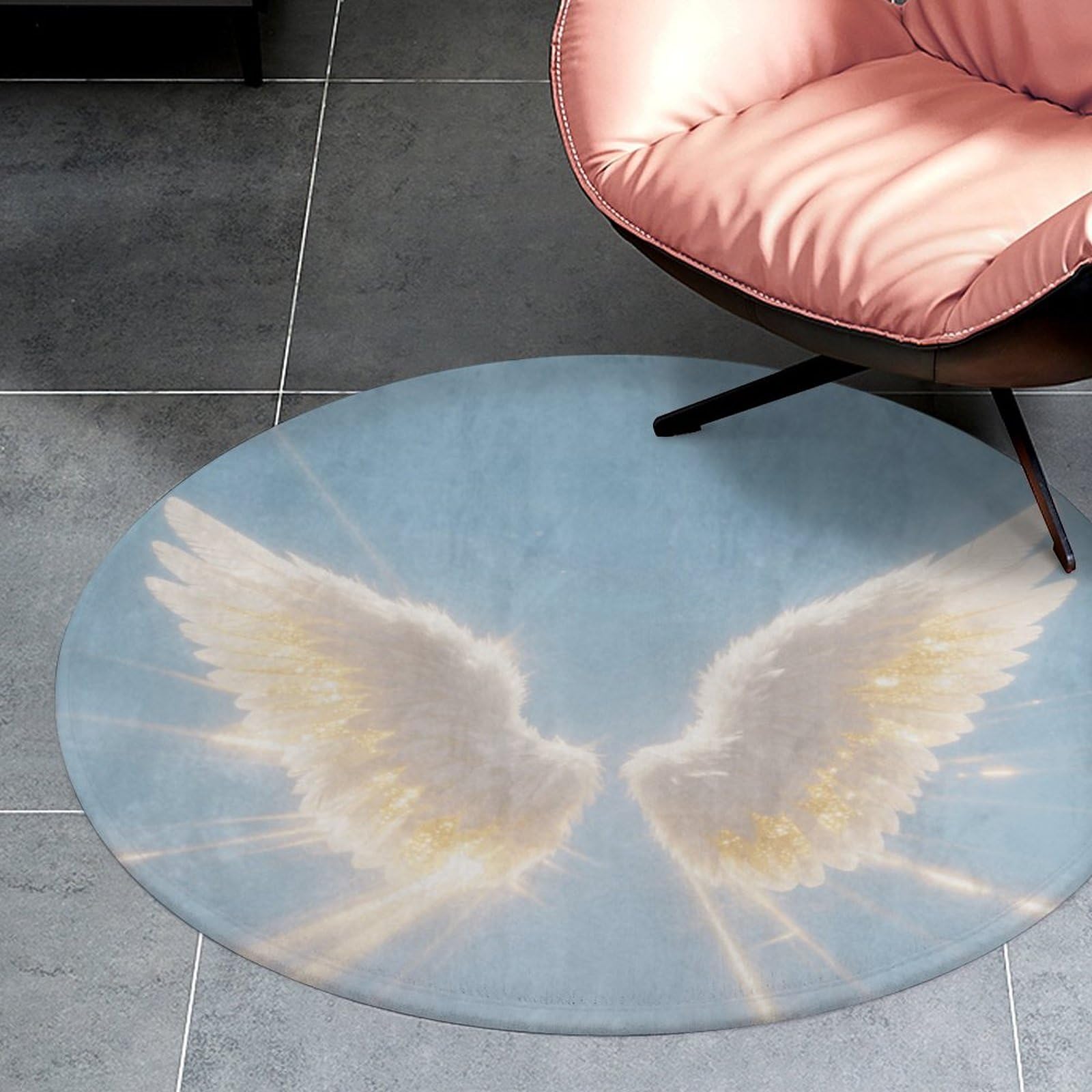 Tapis de salle de bain en peluche absorbant l'eau rond de 0,9 m de diamètre