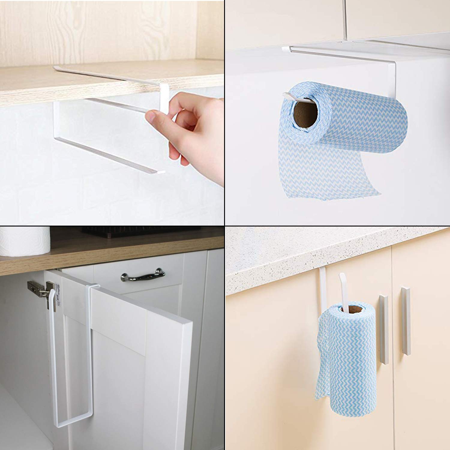 HOKIPO over The Cabinet Door Kitchen Napkin and Paper Towel Holder -White 3