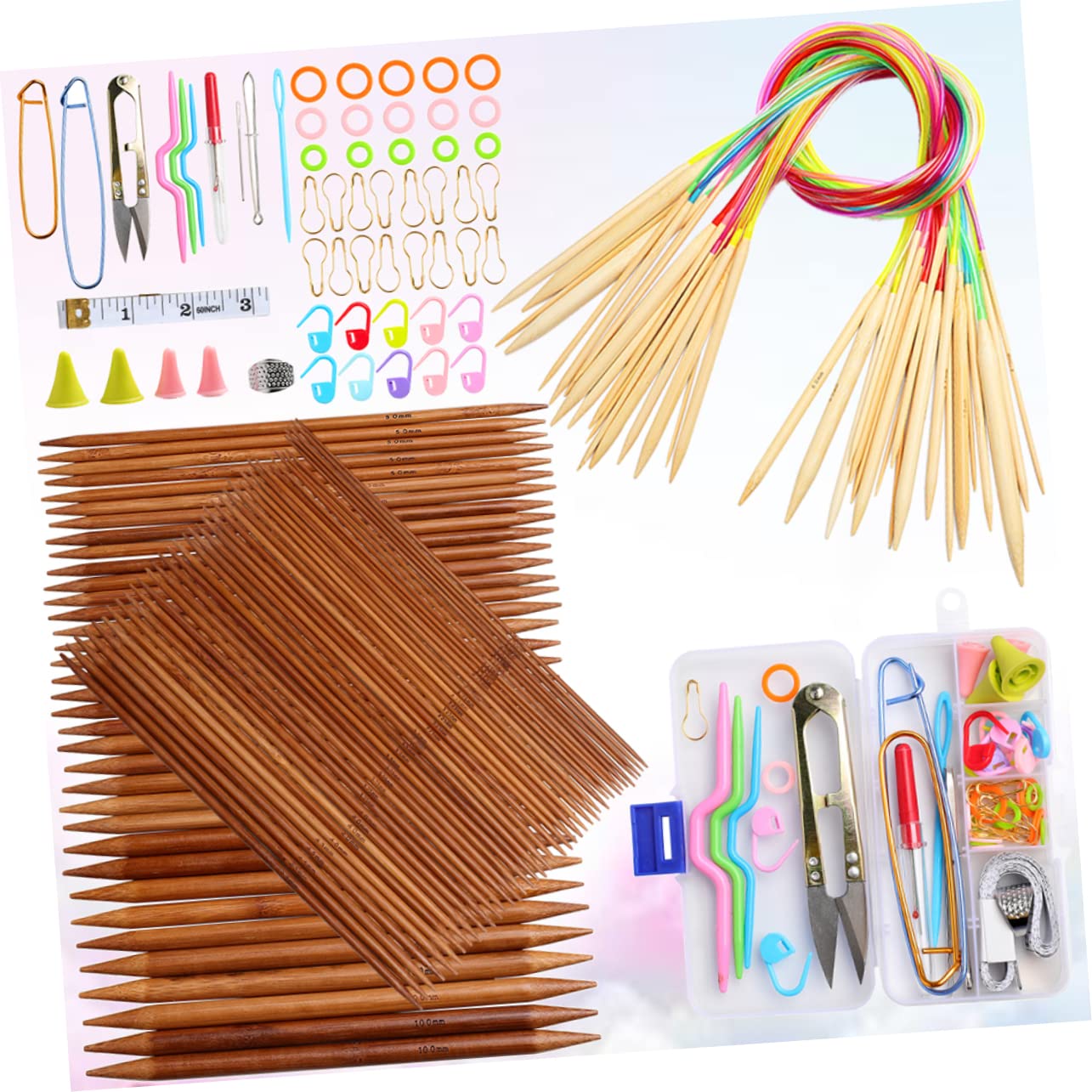 NUOBESTY 2 Ensembles Aiguille à tricoter kit de broderie aiguilles à tricoter circulaires Couture kits de crochet kits de tricot knitting needles kit tricotin knitting kit outils de tricot