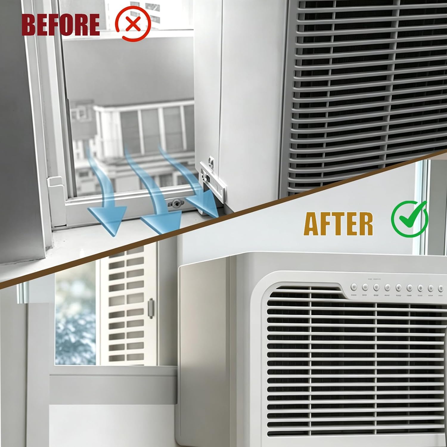 6 Pack Air Conditioner Foam Block, Foam Seal Insulation for Window AC Unit, Side Panel Gap Filler and Window Seal Kit for Portable and Window Air Conditioners, Summer Cooling Accessories