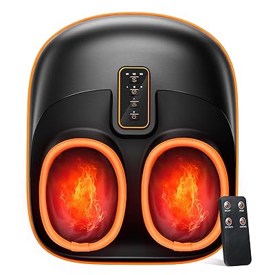 Foot Massager Machine with Heat, Upgrade 6 Airbags 29 Nodes Deep Rolling, Compression, Ankle Kneading, Shiatsu Foot Massager for Neuropathy Plantar Fasciitis, Gifts for Men Women Fits Up to 13"