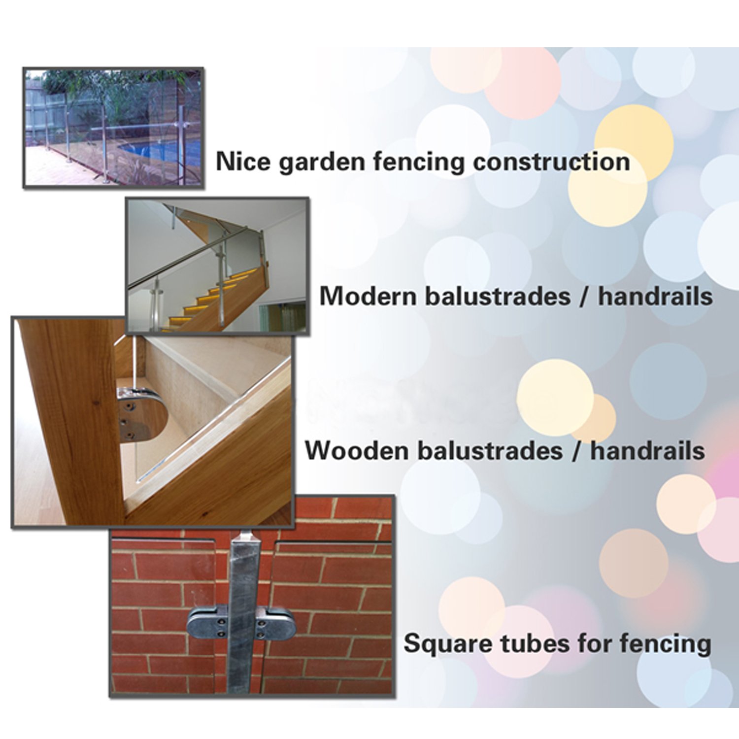Discoball Soporte tipo abrazadera, de acero inoxidable 304, para vidrio, 12 piezas, para balaustrada de ventana