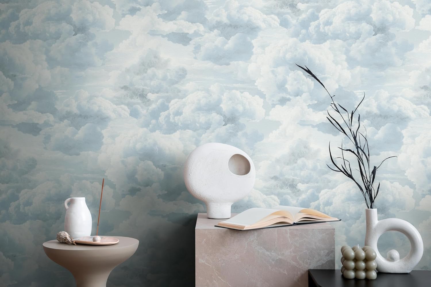 Livingwalls MICHALSKY 399853 Non-Woven Wallpaper Clouds - High-Quality Design Wallpaper Sky Nature in White/Blue - Luxury Wallpaper