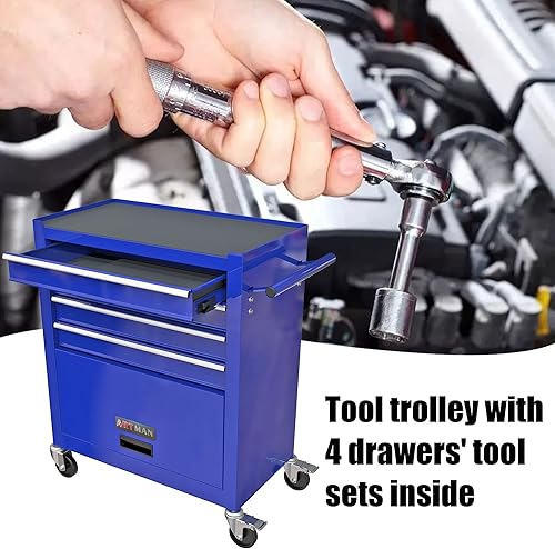 Miniatura 3 de Juego de herramientas mecánicas de 233 piezas, kit de herramientas para el hogar con gabinete de herramientas de metal resistente de 4 cajones, caja