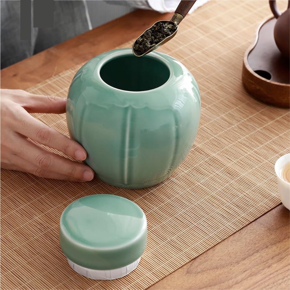 XYNSNDB Teedose für losen Tee, Vorratsbehälter, Glas, versiegelte Keramik-Vorratsdose mit Teelöffel, Tee-Set, Doppelglas, Geschenkbox-Set, leeres Glas, Teedose (B)