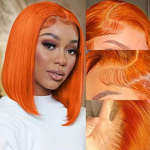 Pelucas de cabello humano con encaje frontal HD #4, sin pegamento, color chocolate, natural, estilo Bob, pelucas frontales de 13 x 4, pelucas de