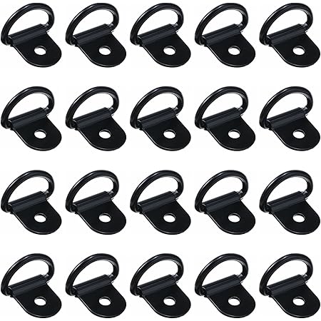 HABNI 20 Stück D-Ring Zurrösen Schwarz - Edelstahl Befestigungsringe Mit Schrauben Bis 100kg Last