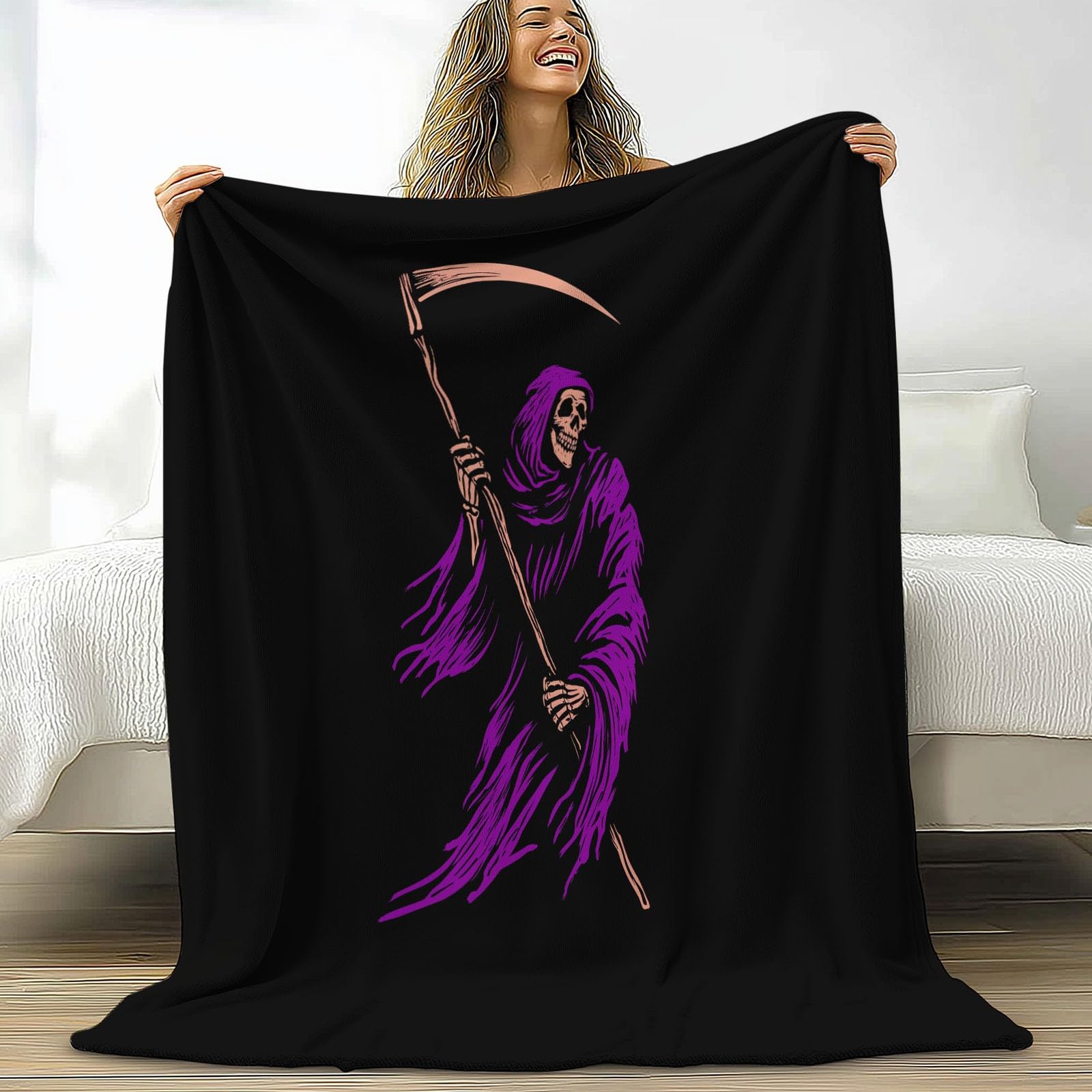 Couverture canapé dark fantasy douce et duveteuse pour hiver rigoureux