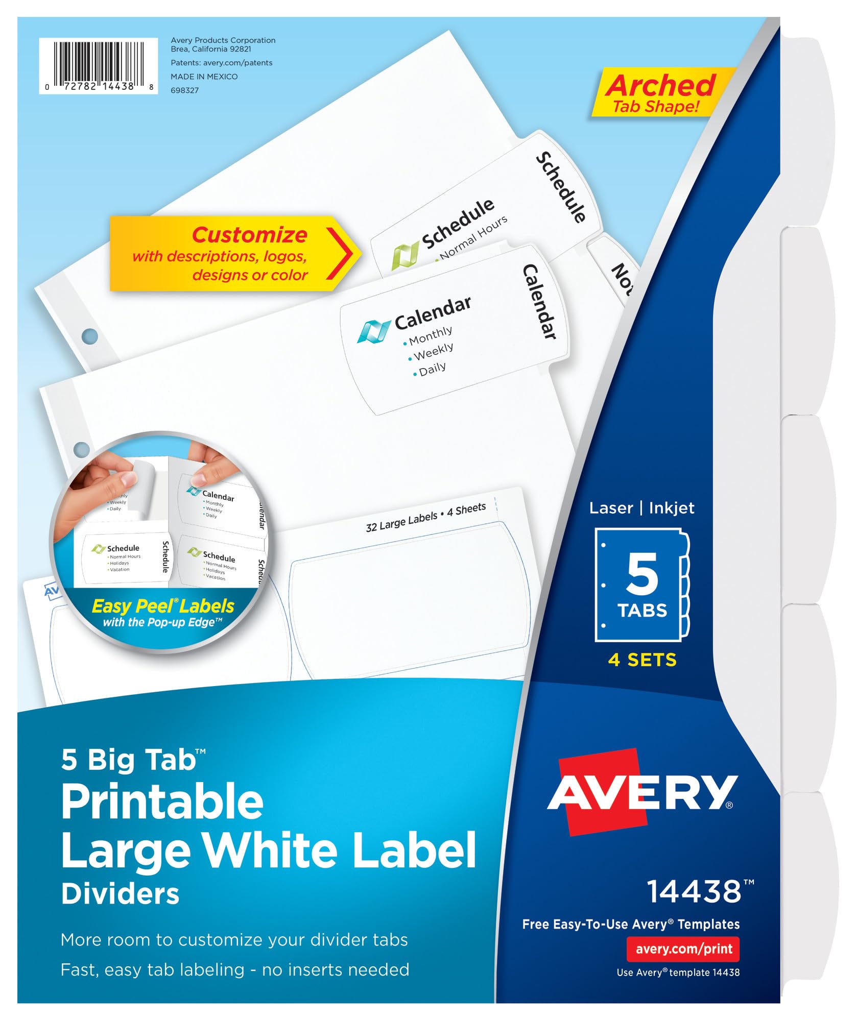 Intercalaires imprimables Avery Big Tab avec onglets faciles à décoller - 8