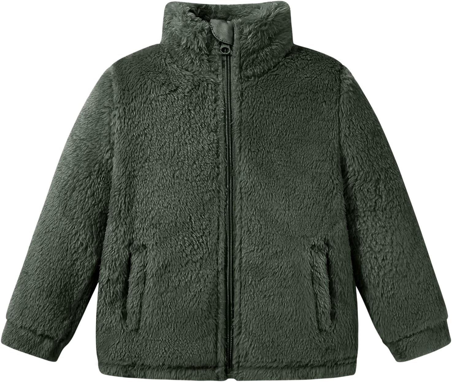 Kids Toddler Fleece Jackets Zip Up Stand Collar Coat Fuzzy Outerwear for Boys Girls Clothes 2T 3T 4T 5T 6T 7-8 Years