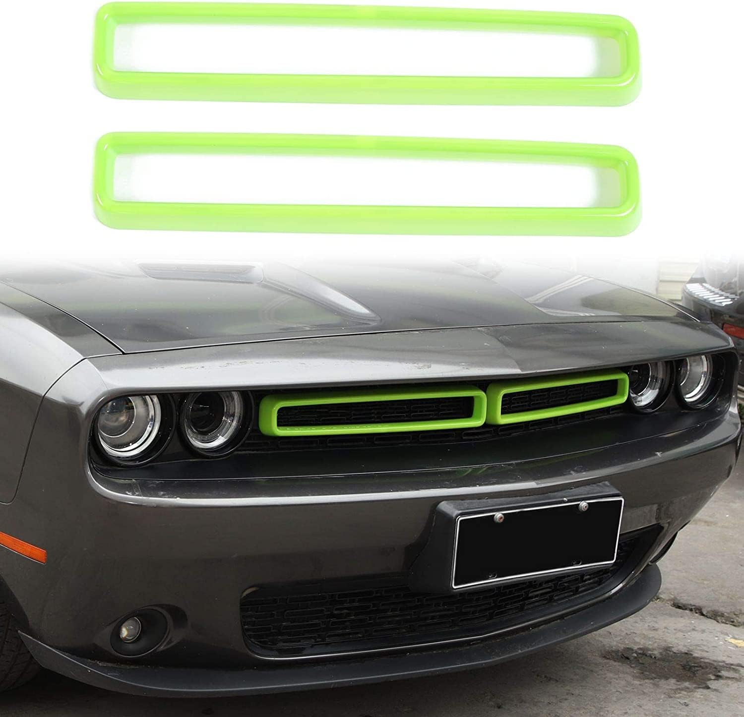 Voodonala for Challenger Front Grille Inserts for 2015-2024+ Dodge Challenger Exterior Accessories, ABS Green 2pcs