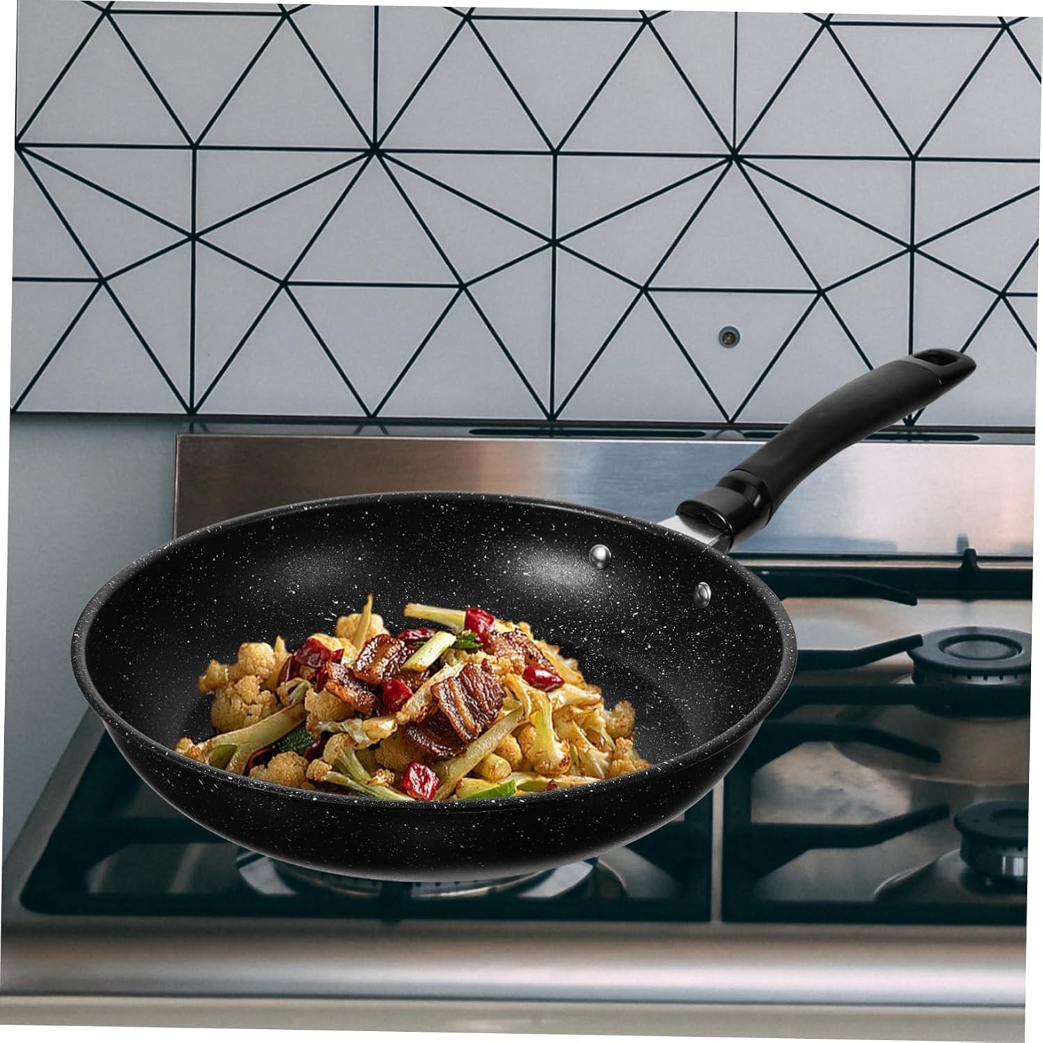 ABOOFAN Non Stick Omelette Pan Thicken Deep Frying Pan for Easy Cooking Maifanite Stone Coating for Eggs Compatible with Induction Cookers Black