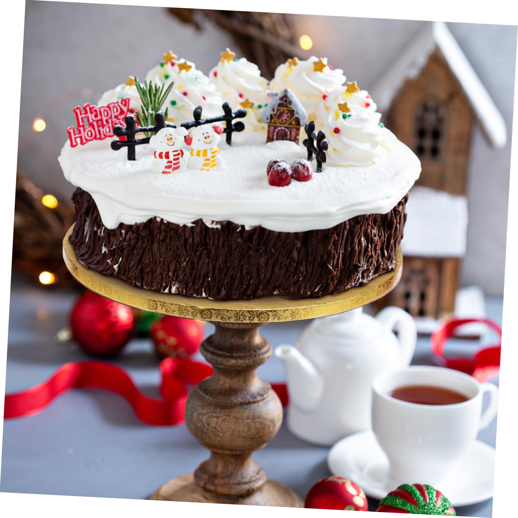 STOBAZA 10 Pièces Lot de Plateaux à Gâteaux Ronds Dorés Papier Cartonné Ondulé Stable et Élégant pour Présentoir et Décoration de Gâteaux