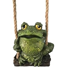 Blue Sky Clayworks Ceramic Toad Hanging Swinger, 6" L x 5" W x 19" H, Porch-Swing Toad Whimsy