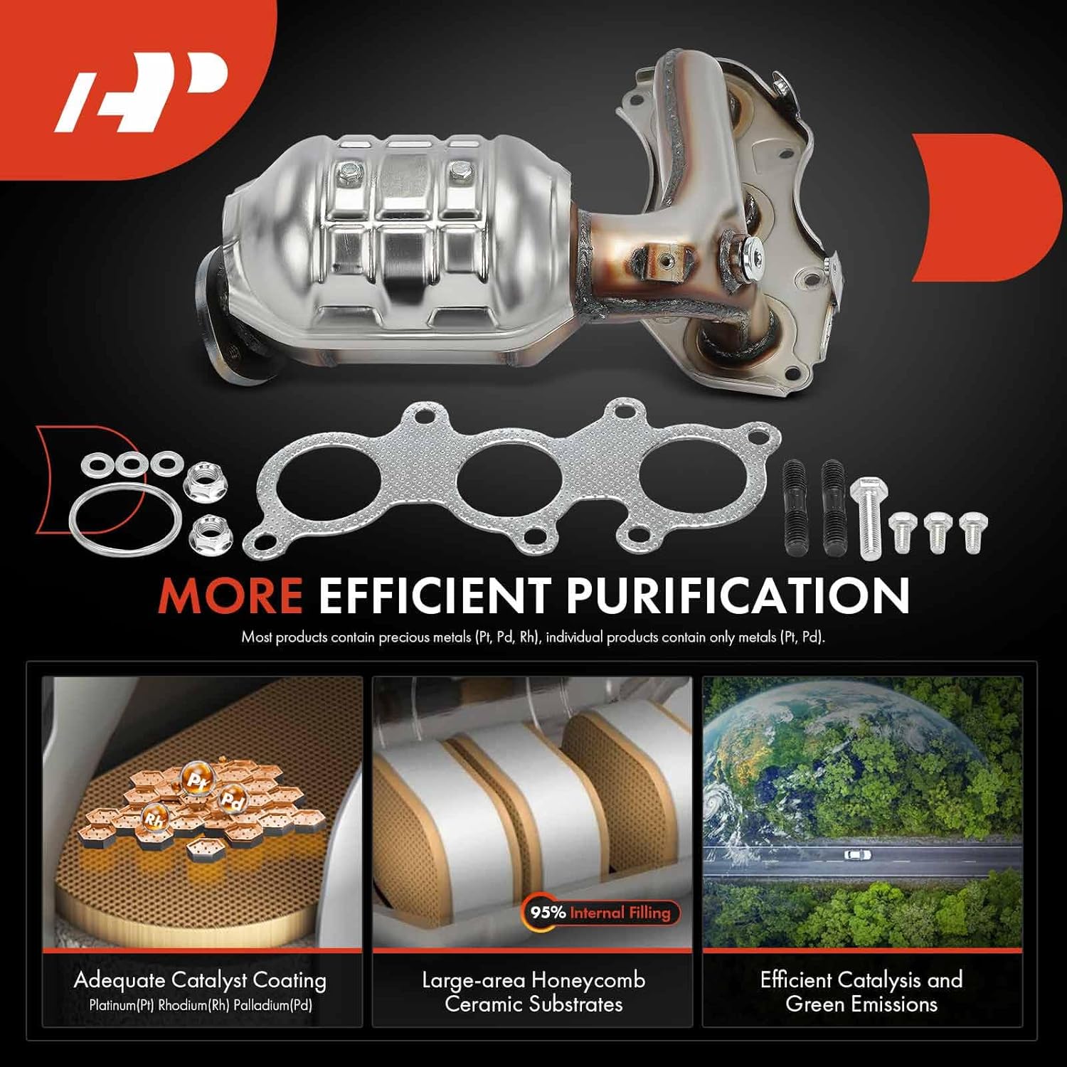 A-Premium Exhaust Manifold Catalytic Converter with Gasket Kit Direct-Fit Compatible with Toyota RAV4 2006-2012, Highlander 2008-2016, Sienna 2007-2016 & Lexus RX350, RX450h, 3.5L, E.P.A. Compliant