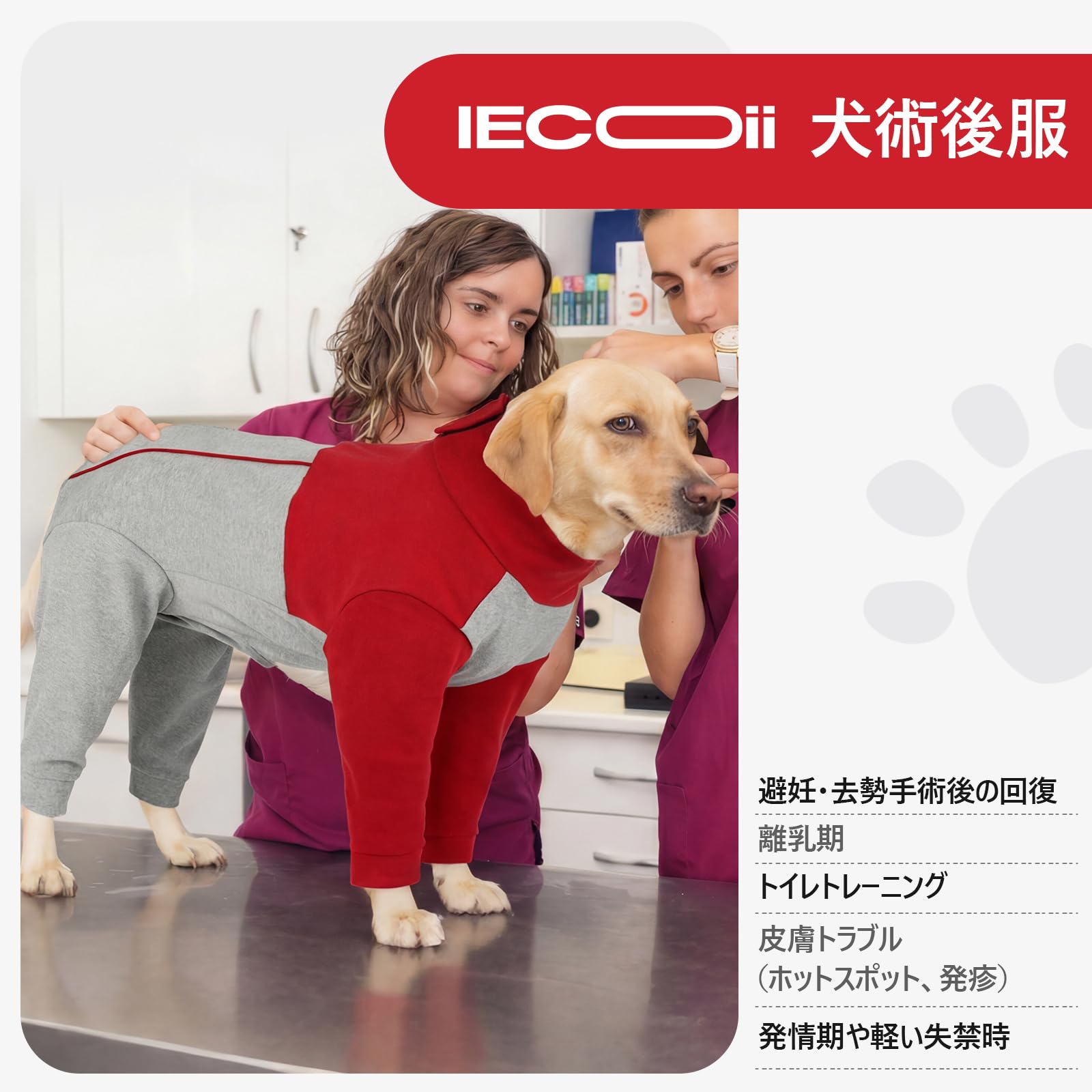 Amazon | IECOii 犬術後服 ソフト 通気 伸縮性 四本足 犬 ロンパース