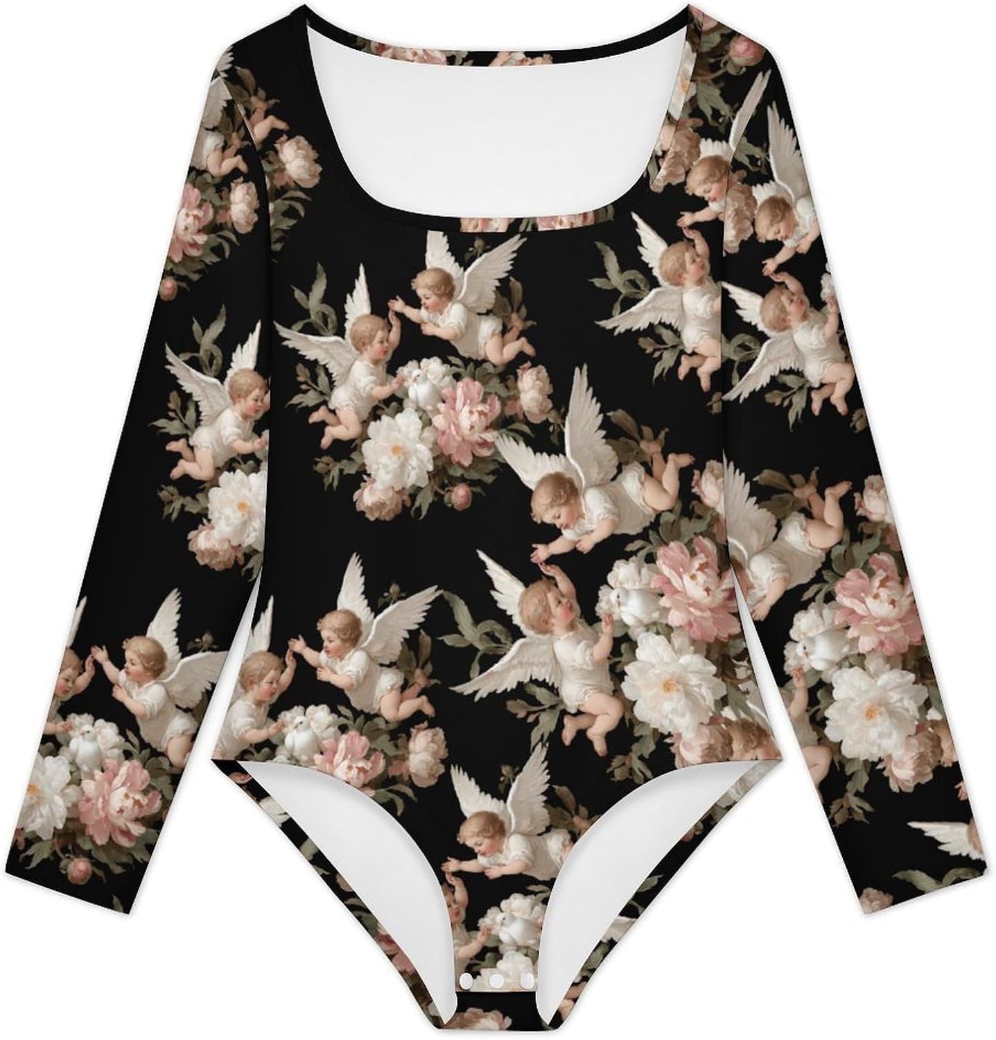 Angelic Cherubs Doves Women's Bodysuits Long Sleeve Top 5XL
