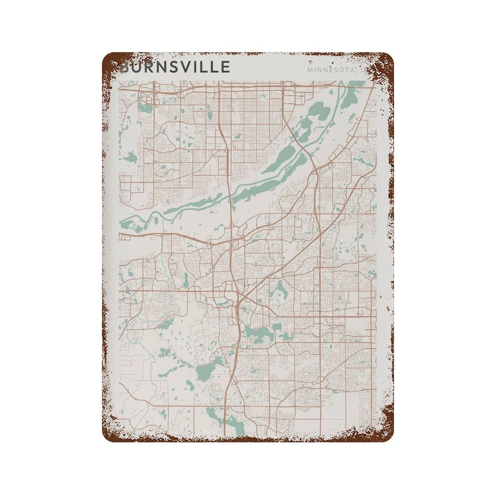 xiaoxiaoshen Burnsville Map Minnesota Travel Gift Scandi (2) Wall Decor Art Metal Tin Poster Modern Home Decor Art Home Bar Shop Decorations Vintage Sign 40x30cm