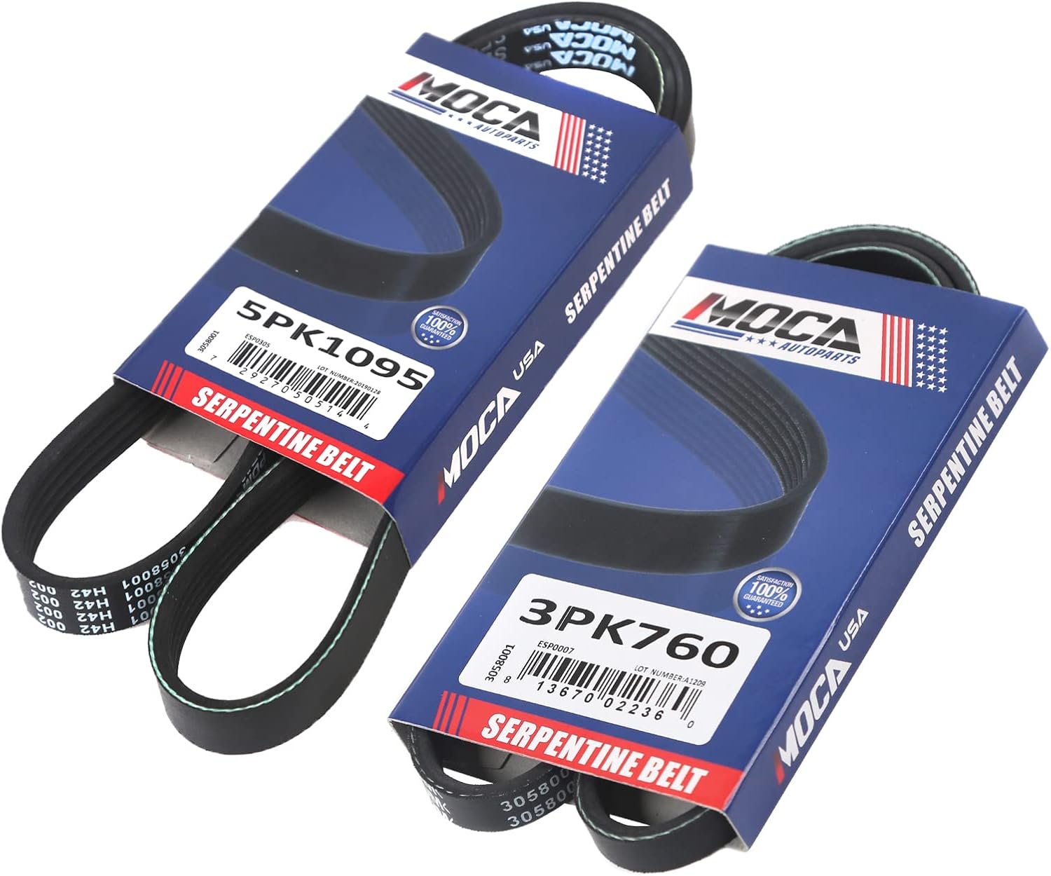 2 PCS Serpentine Belt fit 1998-2000 for Toyota RAV4 2.0L 5PK1095 Alternator and Air Conditioner Belt, 3PK760 Power Steering Belt