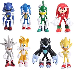UMEFUN Sonic Toys - 4.9" Tall Action Figures Playset (8 Pieces) Gifting, Decorating, Collecting, Cake Topping, etc.