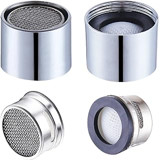 Faucet Aerator Female Thread Chrome Solid Brass Kitchen Sink Aerator and Bathroom Sink Filter, 55/64in Aerator For Sink Faucet with Gasket for Kitchen and Bathroom(4Pcs)