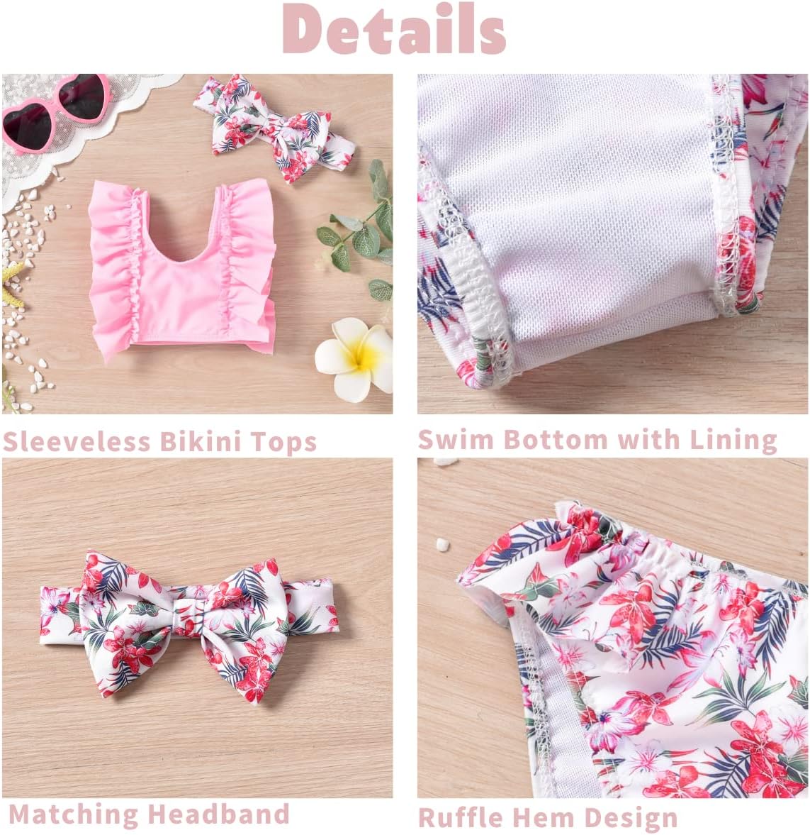Aalizzwell Infant Baby Girl Bikini Swimsuit with Headband