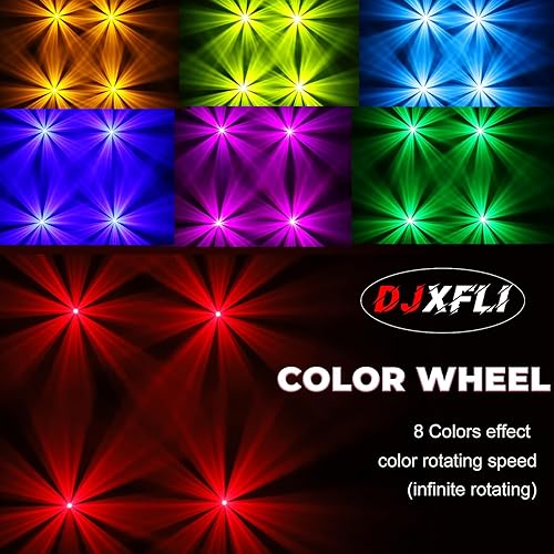 Miniatura 5 de Luz de DJ de cabeza móvil de 120W, luces de escenario de cabeza móvil de haz LED, 8-Prism 8 GOBOs 8 colores DMX 12CH sonido para iluminación de