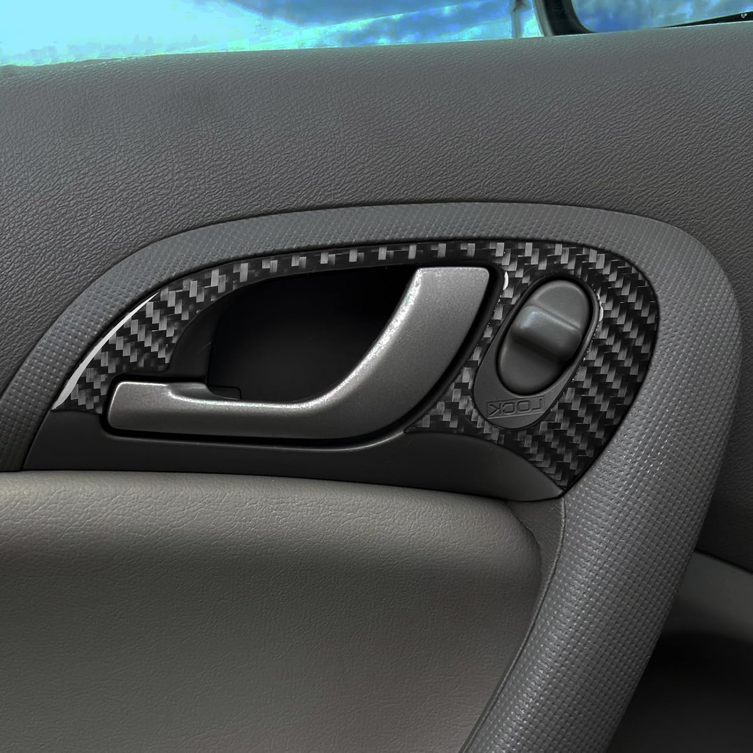 Real 3K Black Carbon Fiber Car Inner Door Control Panel Anti-Scratch Protector Pads Sticker Set Auto Interior Accessories Compatible with Acura RSX/RSX Type-S(DC5) 2002 2003 2004 2005 2006